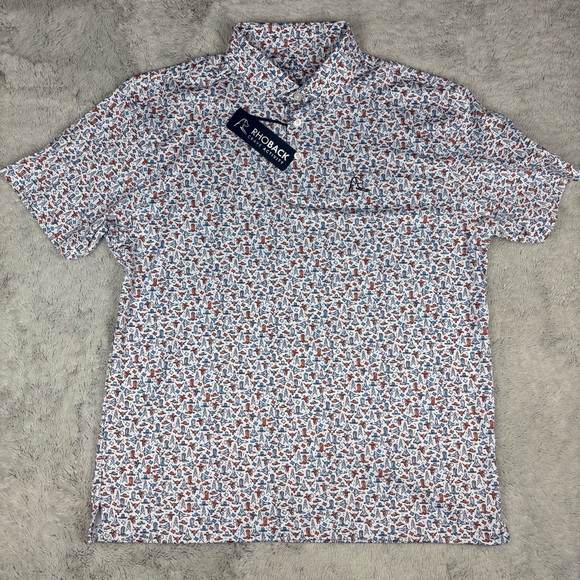 NEW Rhoback Space City Performance Polo Texas Cowboy Boot Rodeo Golf Active L - Picture 2 of 12